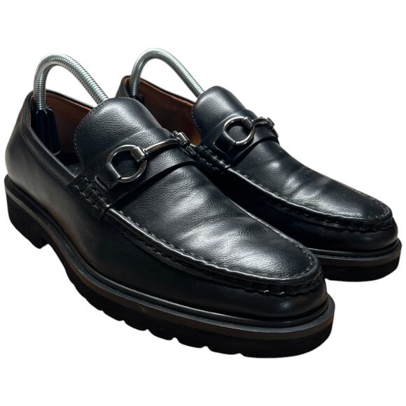 STEVE MADDEN Mister Women's 8 Black Leather Loafer Lug Sole Horse Bit Slip On - Picture 7 of 13